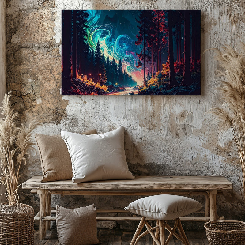 Art mural, Enchanted Energy Trail Canvasmystical Night Forest Fantasy, toile, H 16 po x l 20 po