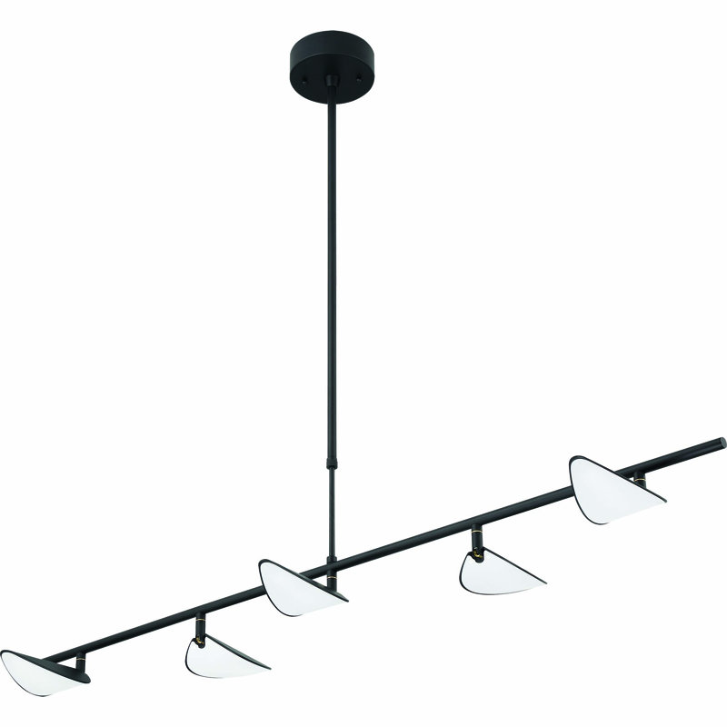 5-Light Black Linear Integrated LED Chandelier, 5 Lights, 52.25" W