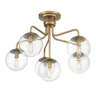 Plafonnier 6 lumières en laiton chaud Chemise