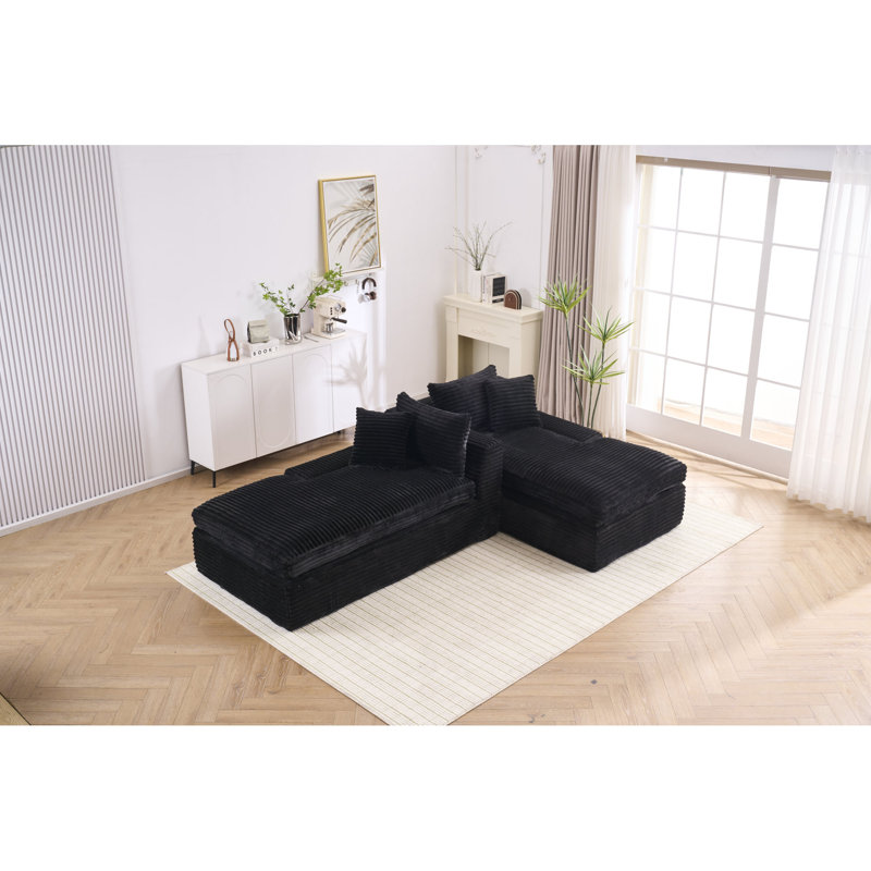 Fauteuils inclinables modernes en velours côtelé, peu encombrants, pour le confort de la maison, Velours côtelé noir