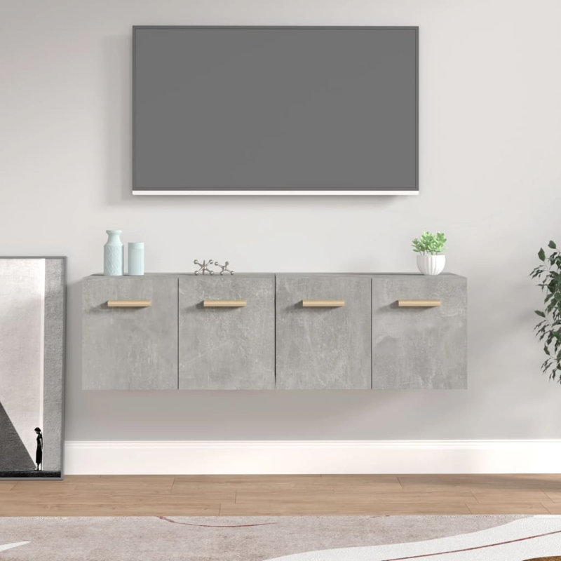 Kriss Unfinished Floating TV Stand, 35cm H x 60cm W x 36.5cm D, Concrete Grey
