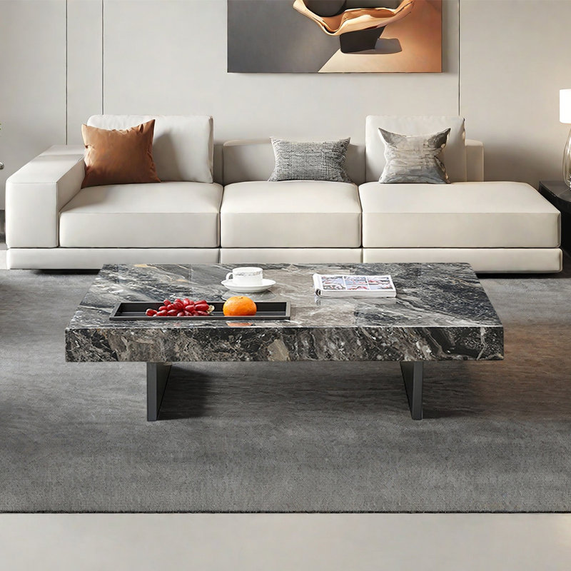 Table basse rectangulaire suspendue en marbre, Gris