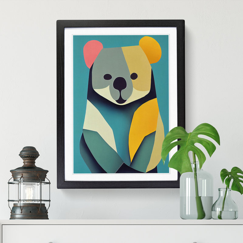 Koala Bear Abstract Vol.1 - Picture Frame Print, 34cm H x 25cm W x 2cm D, Oak