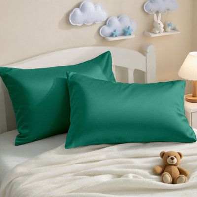 Taies d'oreiller pour enfant en satin de coton à densité de tissage 500 fils, housses de coussin respirantes à fermeture en douceur, 13 x 18 po, paquet de 2