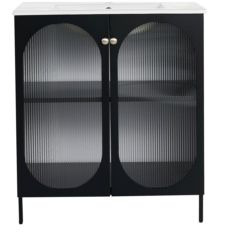 Comptoir de salle de bain vertical de 30 pouces avec lavabo en céramique