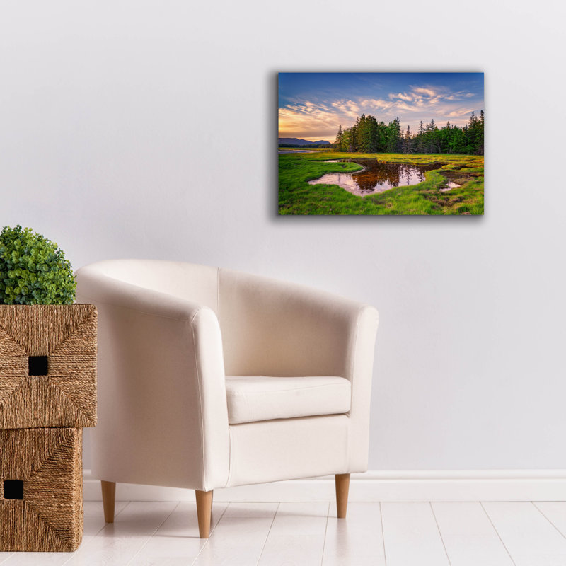 «Spring Evening At Bass Harbor Marsh» par Rick Berk, art mural sur toile, H 18 po x l 26 po x P 0,75 po
