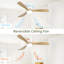 Ventilateur de plafond 52 pouces avec 3 lumières et 3 pales en bois massif-1950051120-1950051121