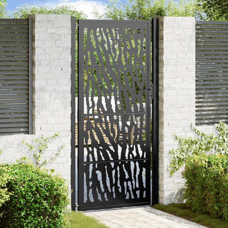Barrière de jardin en acier vidaXL noir 105 x 205 cm, Noir, 39,4 po x 78,7 po