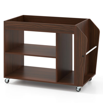 3-Tier Rolling Side Table with 2 Lockable Wheels, 122 lb Capacity & Side Rack