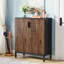 Armoire à chaussures 31,5 pouces en bois brun et noir avec portes, range-chaussures 5 niveaux