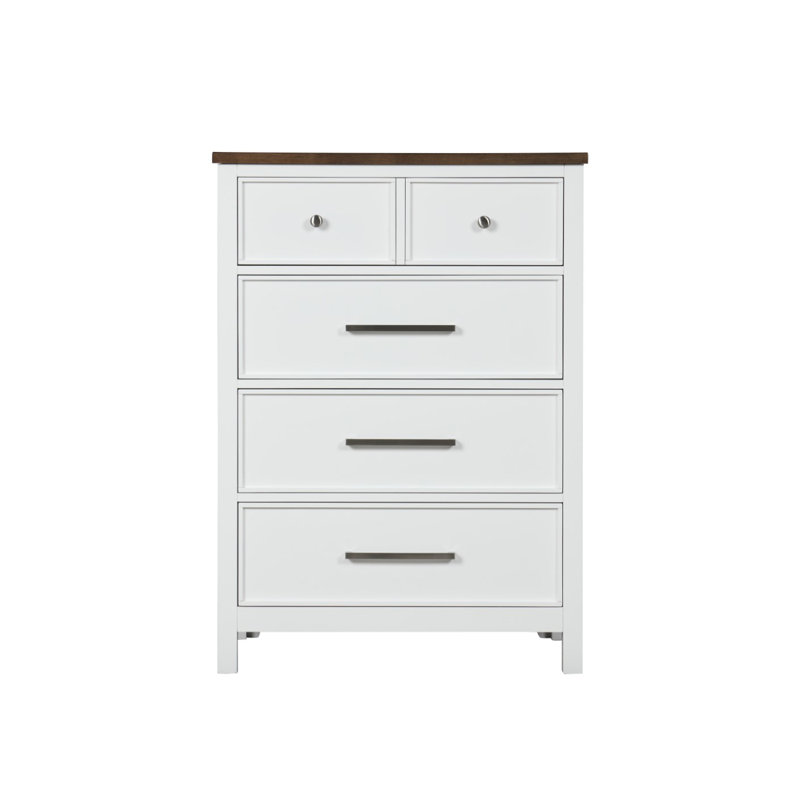 Commode de campagne moderne Pinetop, blanc / brun foncé, Blanc / Brun foncé