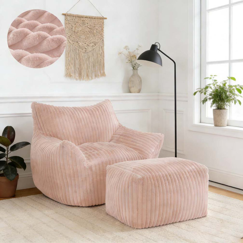 Canapé avec repose-pieds, Rose