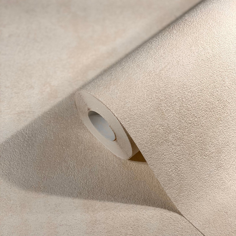 Textures Collection Plain Texture Matte Finish Wallpaper Roll, Beige