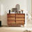 Vintage-style 6 Drawer Double Dresser with Bevel Design for Organized and Stylish Storage-1215137396-1215137395
