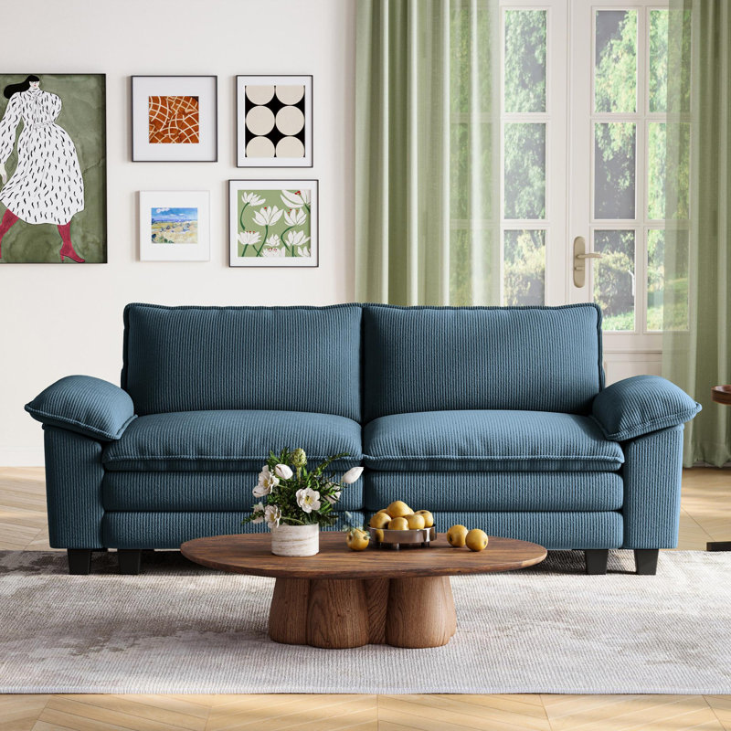 Colbey 90'' Upholstered Modular Cloud Sofa, Elio Navy Corduroy, 34.64'' H x 89.76'' W x 34.64'' D
