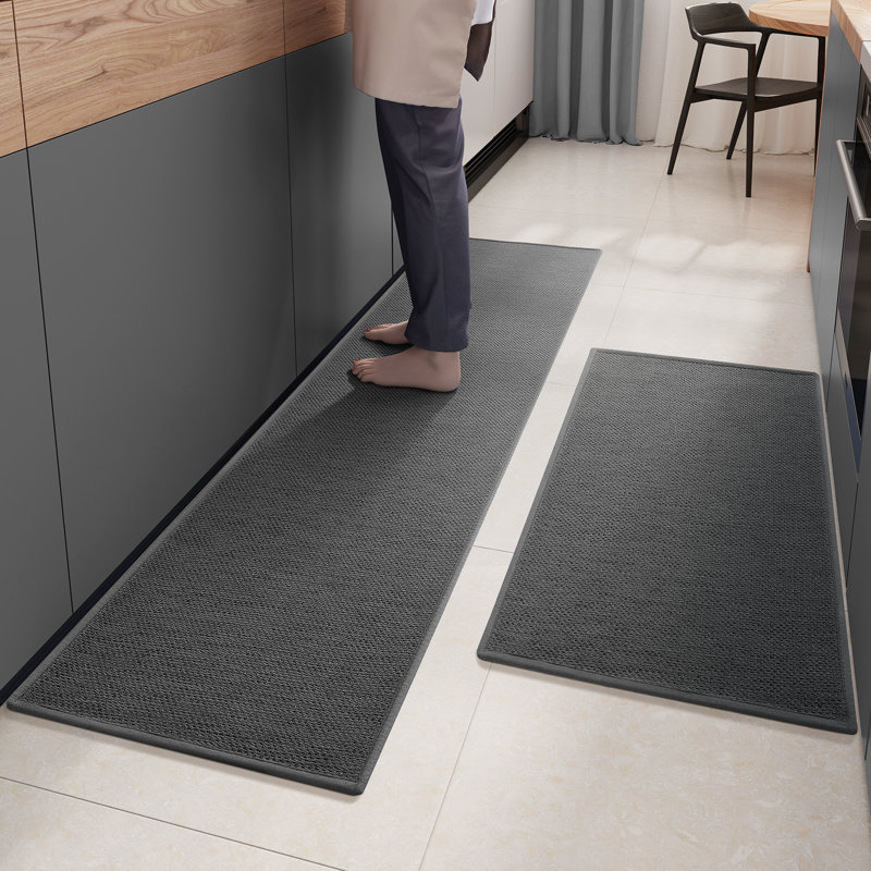 Tapis de cuisine Amesdale, Tapis de couloir 1 pi 5 po x 7 pi 11 po, Gris foncé