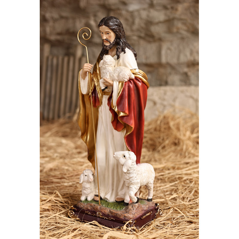 Figurine décorative Good Shepherd intérieur / extérieur, H 24 po x l 8 po x P 9,5 po