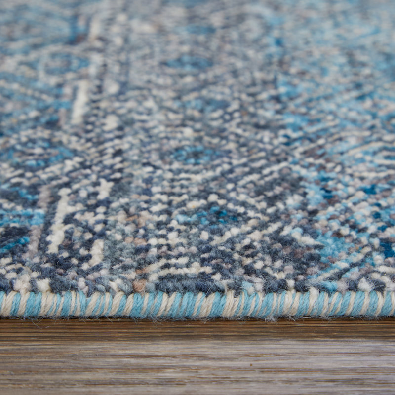 Tapis ikat bleu Teirtza, Rectangle 8 pi 6 po x 11 pi 6 po