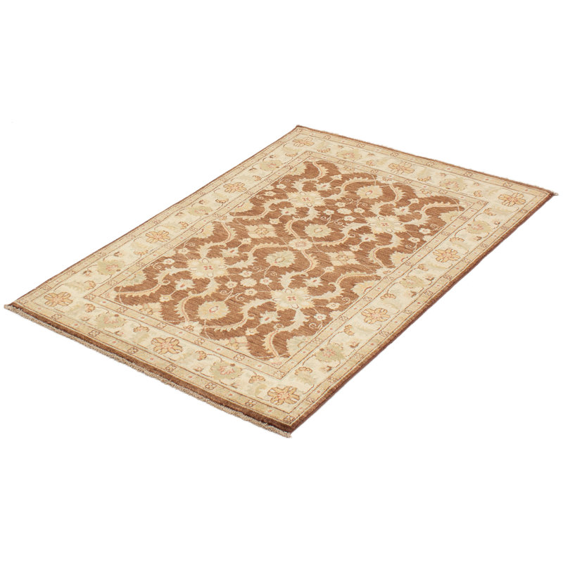 Tapis de bois one-of-kind-noué la 2010 ushak brun foncé 3 pi 10 po x 6 pi Yaak