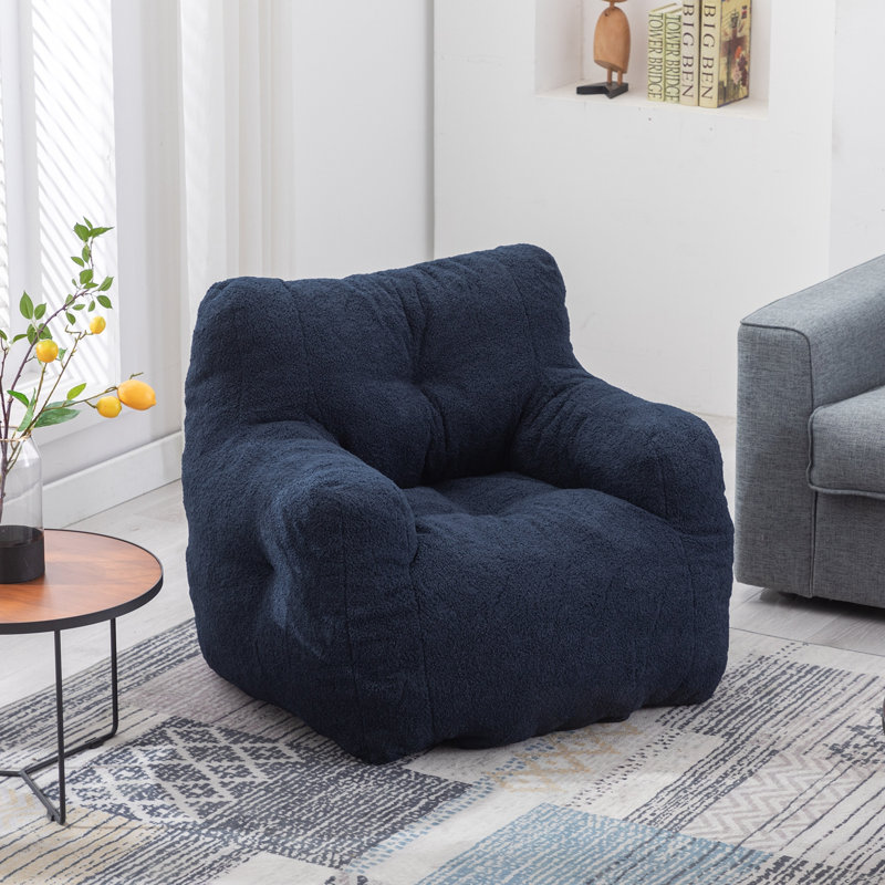 Teddy Fabric Tufted Foam Addilynn, Dark Blue