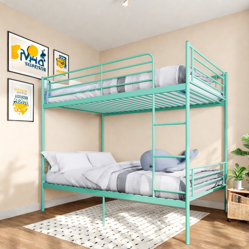 Lits superposés métalliques gain de place avec rangement, modèles modernes à deux lits simples