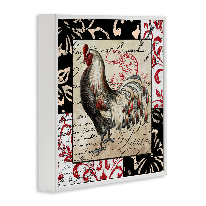 Poule avec art de la giclée encadrée par Sasha, Estampe numérique encadrée blanc bord de mer, H 17 po x l 17 po