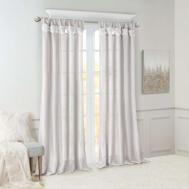 Twisted tape lined curtain panel, Silver, 50" W x 108" L