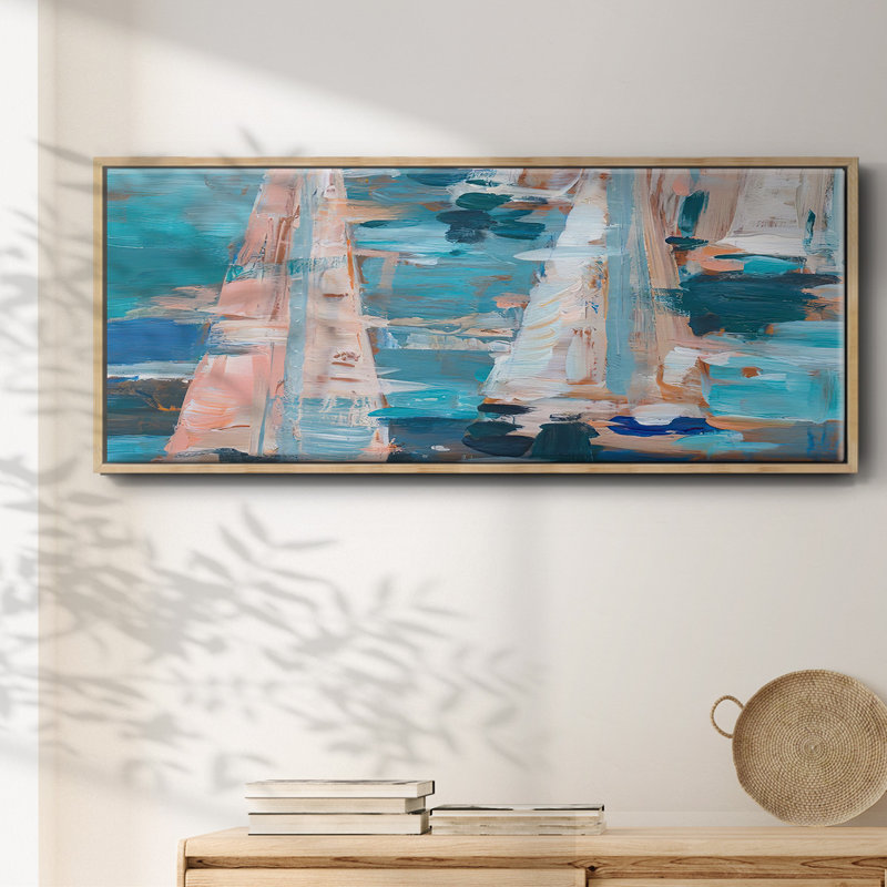 Pop Regatta I, Pas de tapis, H 20 po x l 50 po x P 1,5 po, Toile naturelle avec cadre flottant