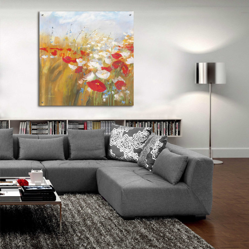 «Poppies And Larkspur I» par Carol Rowan, H 36 po x l 36 po x P 0,2 po
