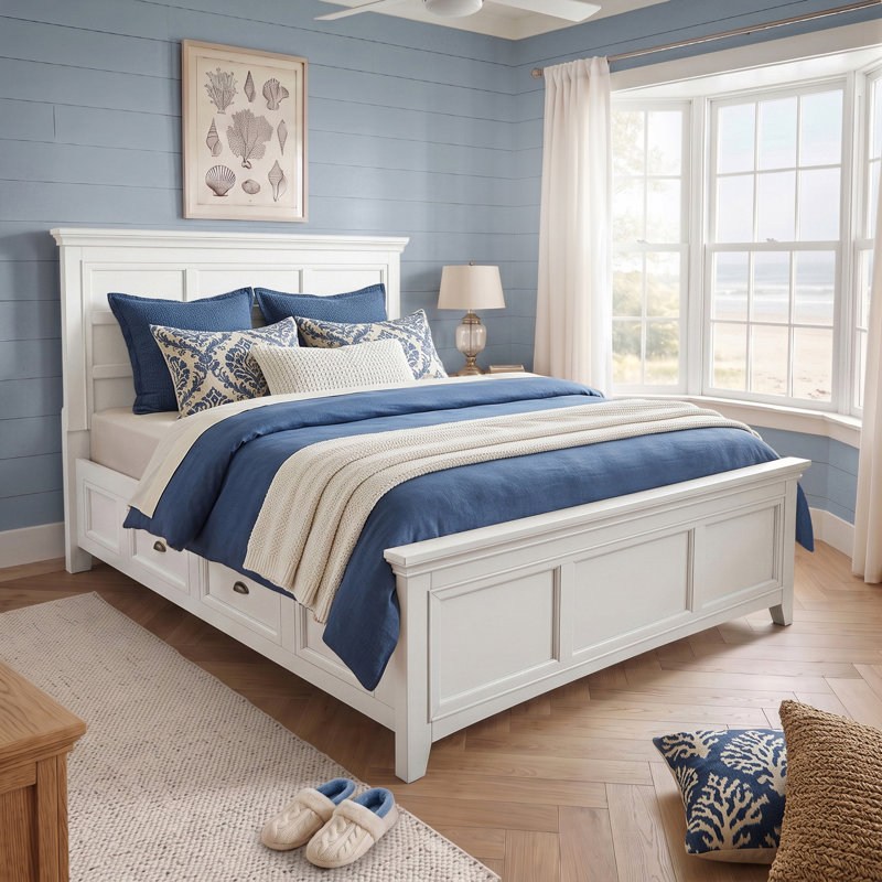 Genesha Storage Platform Bed, Queen, White