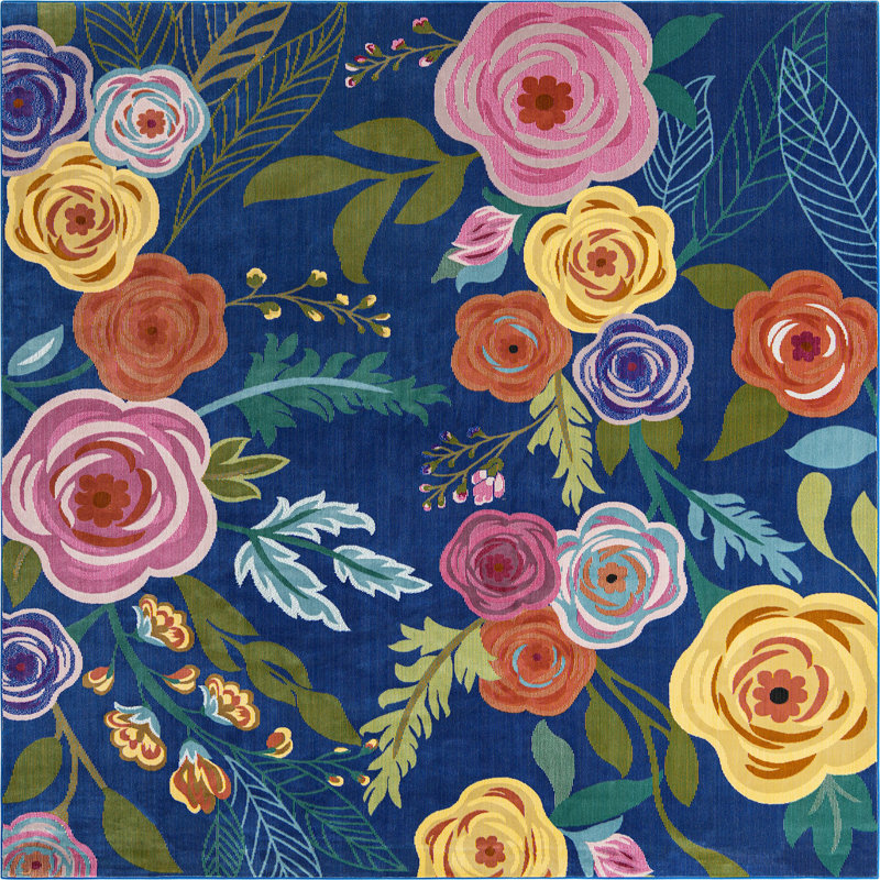 Floral Indoor Rug, Square 7'10"