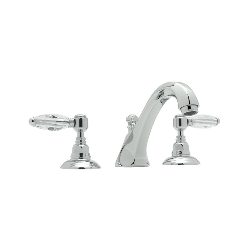 Country Double Handle Deck Mounted Roman Tub Faucet with Handshower, Polished Chrome