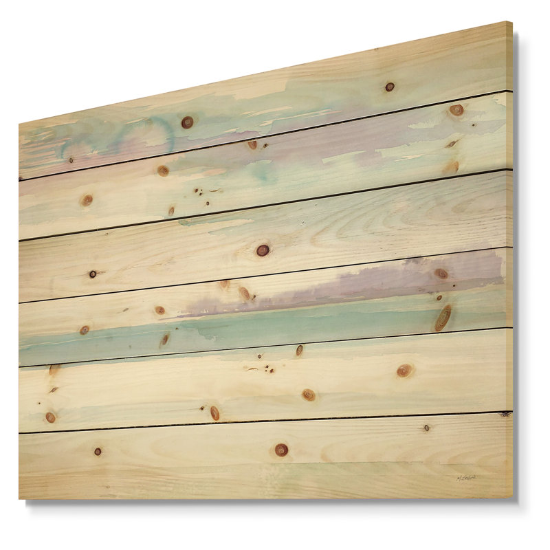 Horizon - reproduction côtière sur bois de pin naturel, H 36 po x l 46 po x P 1,5 po