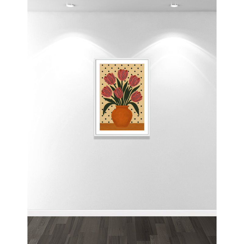 Imprimé de fleurs en pot par Barsrsind, L 25,5 po x H 35,5 po, Blanc satiné, Imprimé mat