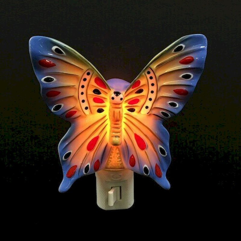 Veilleuse bleue en forme de papillon, Bleu