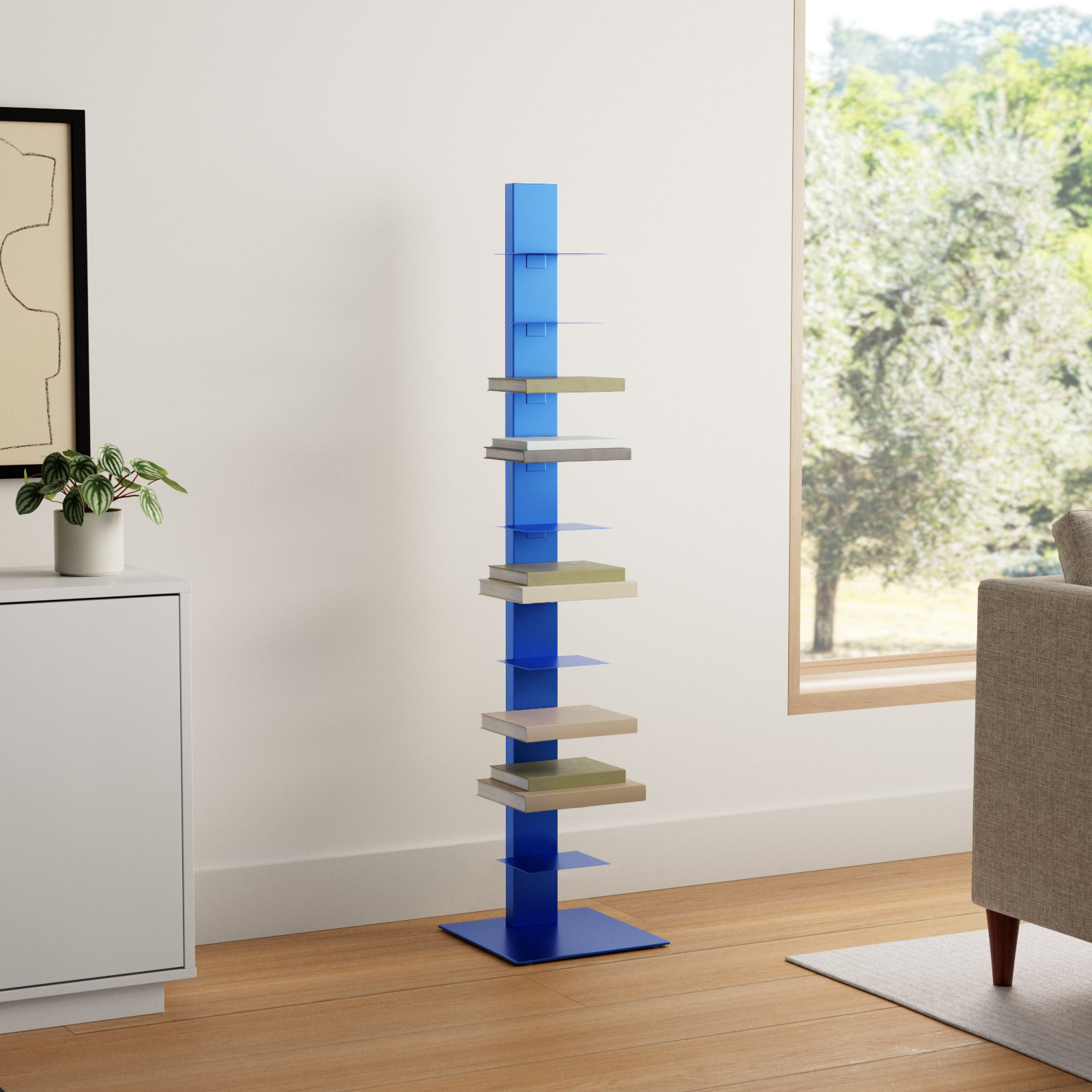 Ajax 60" H x 13.8" W Steel Bookcase, Blue
