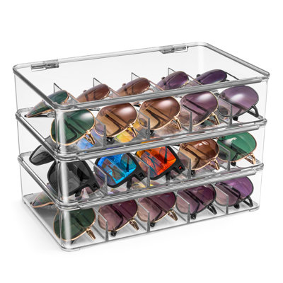 Organisateur de lunettes de soleil - Étui à lunettes empilable en plastique pour plusieurs paires de lunettes - Lunettes de lecture