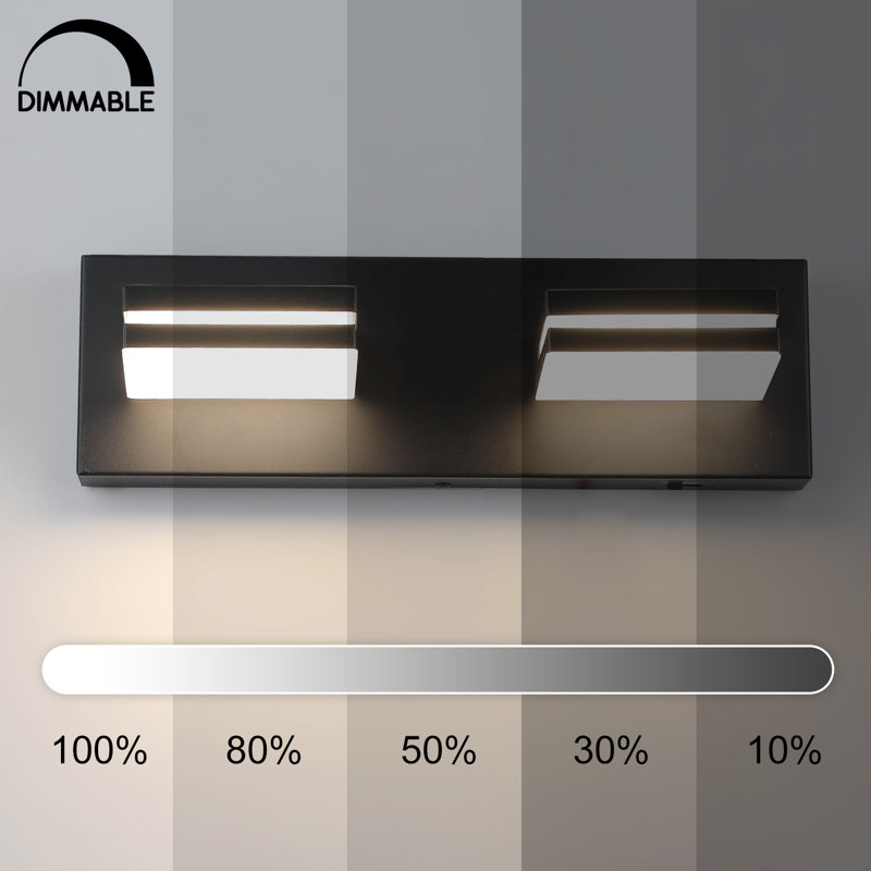 Modern Dimmable LED Vanity Lights for Mirror 3 CCT Adjustable LED Vanity Light, 2 Lights, Matte Black