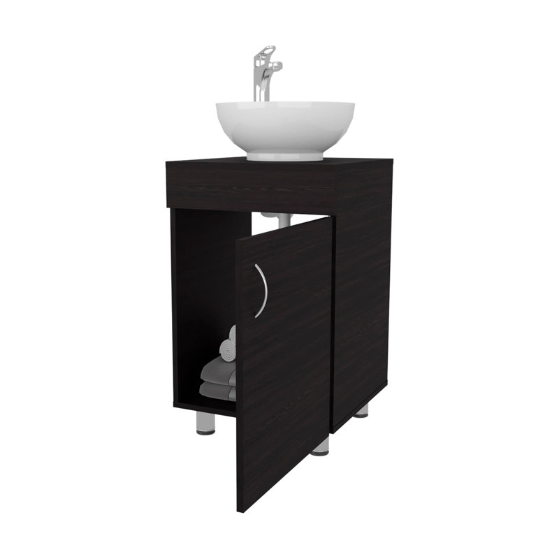 Meuble-lavabo avec lavabo et robinet intégrés, Marron foncé