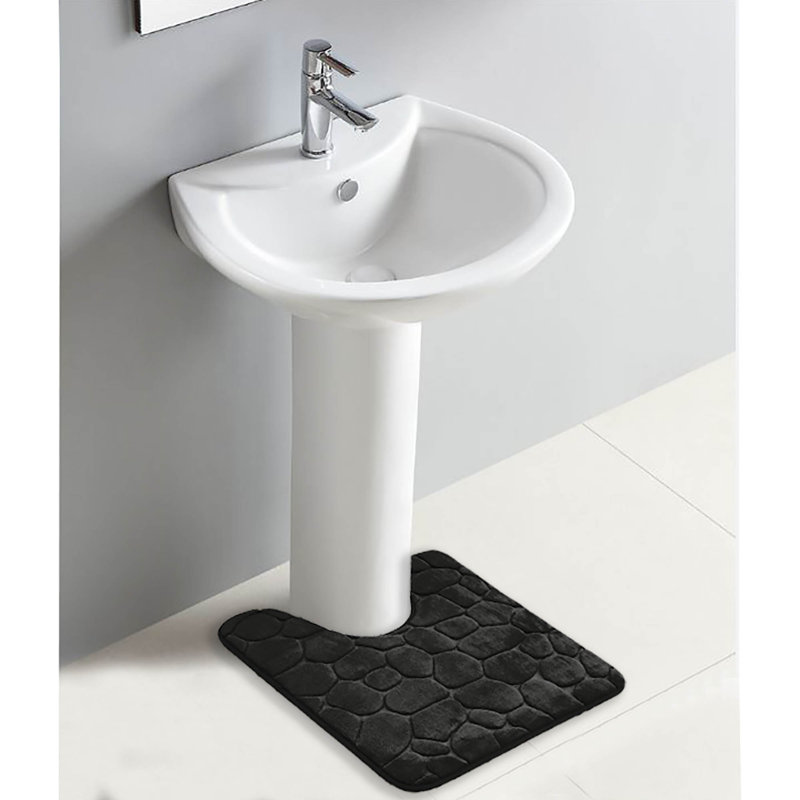 Black Memory Foam 3D Pebble Contour Bath Rug 20" x 20"