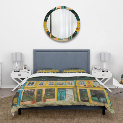 Yellow/Blue Microfiber Duvet Cover Set