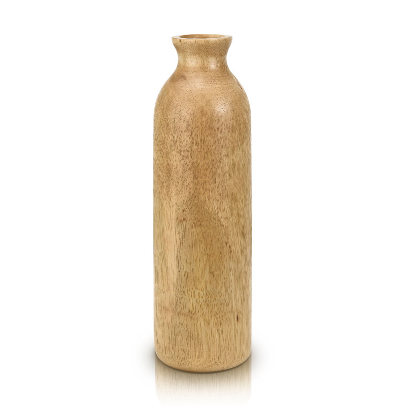 Vase à fleurs en bois de manguier brun Essential