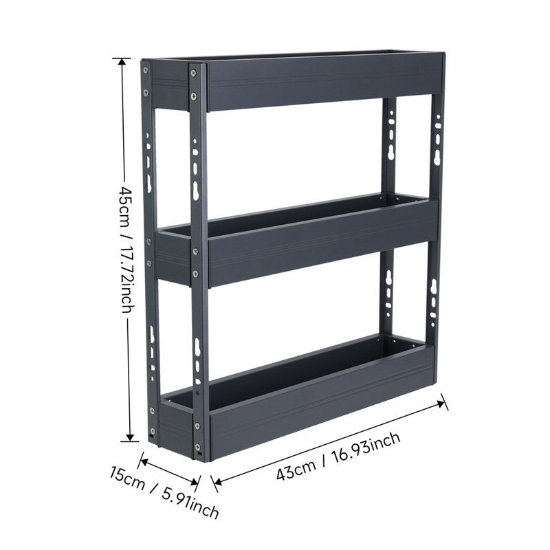 3-Tier Kitchen Cabinet Pull Out Aluminium Shelf, 45cm x 15cm x 43cm