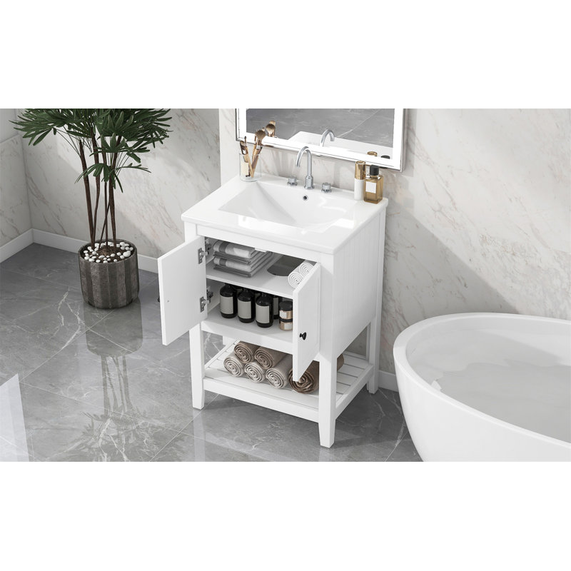 Meuble-lavabo moderne 24 po avec lavabo en céramique