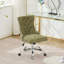 Fauteuil de bureau chenille capitonné à boutons avec base en métal chromé, chaise de bureau pivotante réglable-882612693