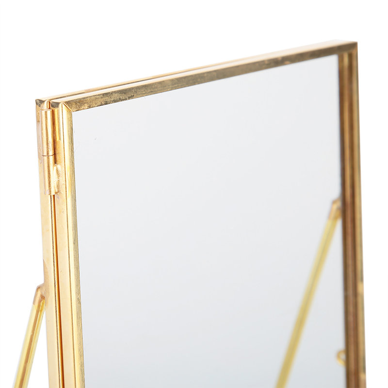 Cadre photo rétro de bureau en laiton et verre, support en métal et cadre à bande de cuivre (4*6 pouces), 4" x 6"