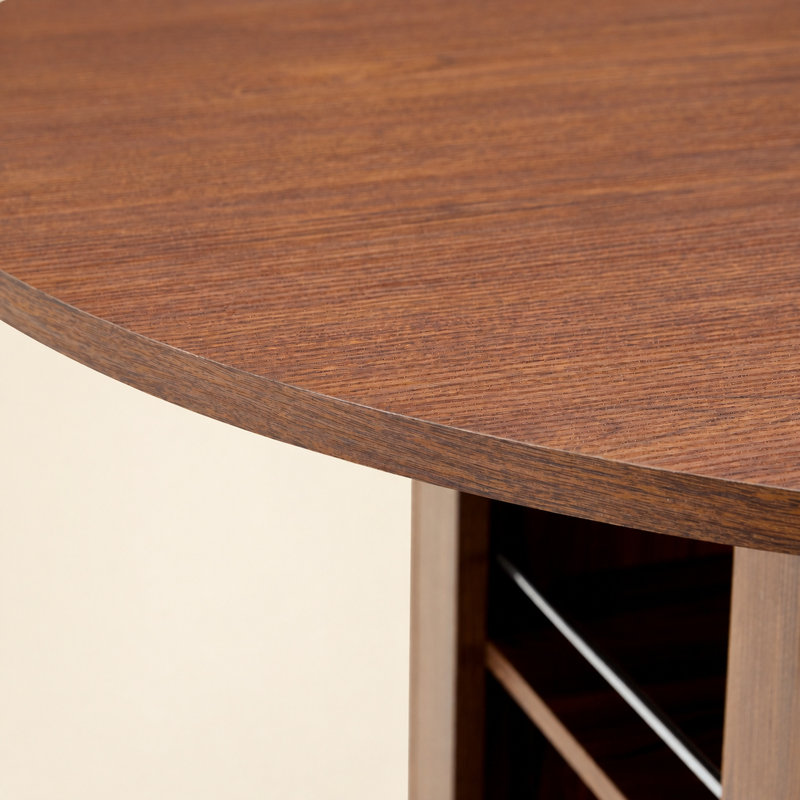 Table de salle à manger ronde moderne de 107 cm (42 po) en bois d'ingénierie noir avec rangement, Brun