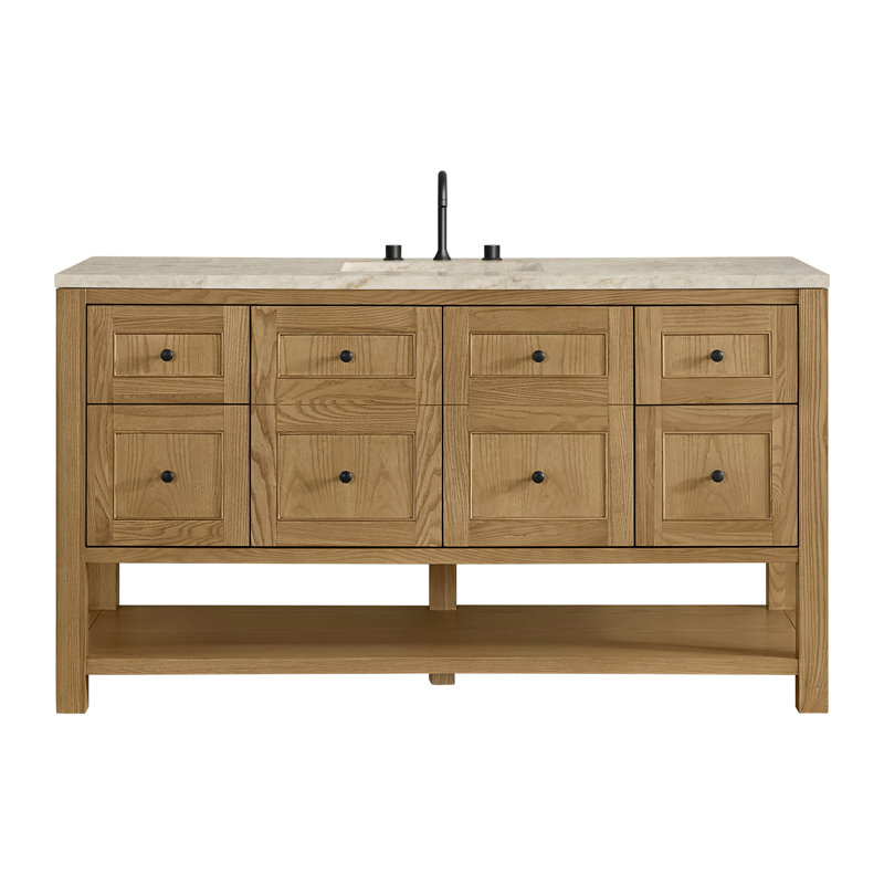 Breckenridge 60"W Single Vanity W/ Freepower Wireless Charger, Light Natural Oak, Tajnar Eclos