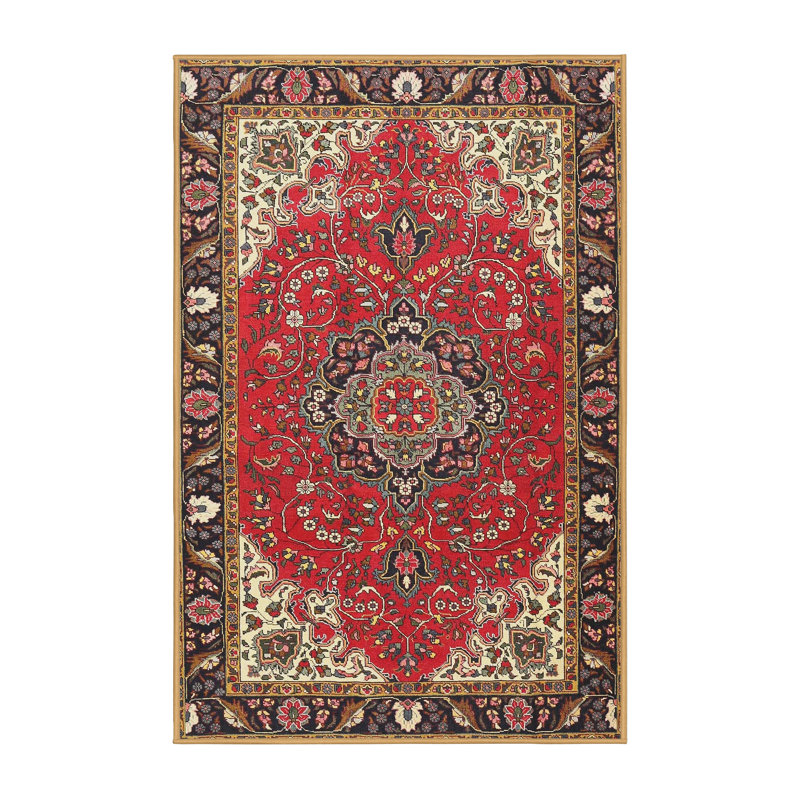 Tapis oriental rouge / beige / noir, Rectangle 5 pi x 8 pi