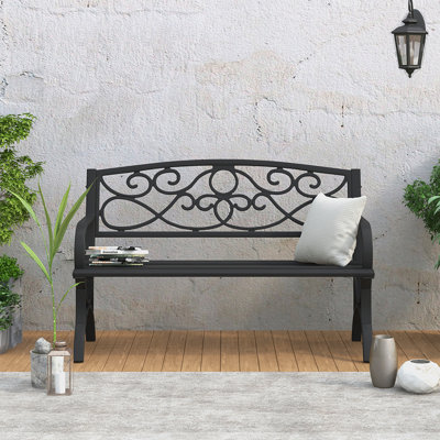 Red Barrel Studio 4 Ft. Steel Patio Garden Bench by Red Barrel Studio
